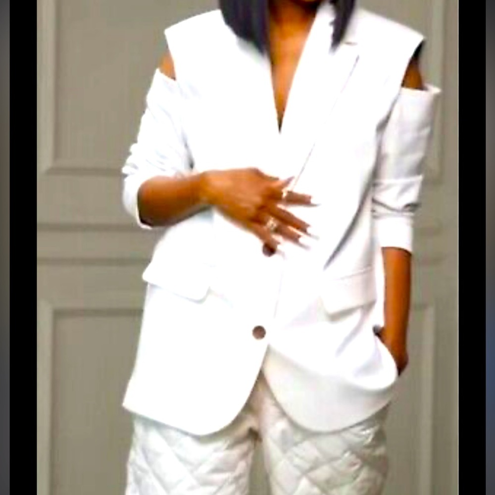 Future Collective cold shoulder blazer in ivory